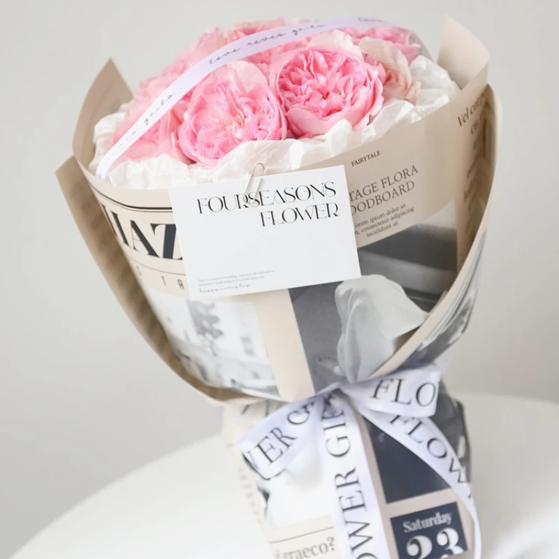 LUCIA  Waterproof English Newspaper Wrapping Paper Bouquet Wrapping Flower Paper Flower Shop Packaging Supplies