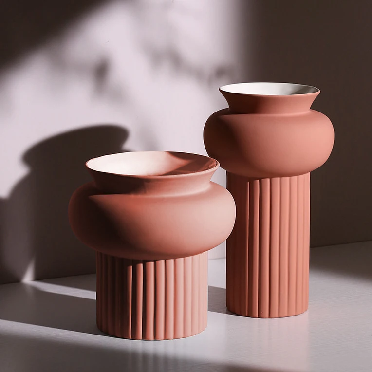 Простая красная керамическая фарфоровая декоративная оптовая продажа большая Цветочная ваза современный декор товары для дома