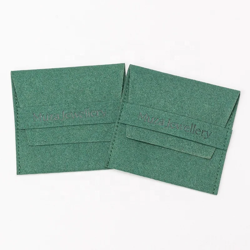 Eco Friendly Packaging Envelope Custom Logo Jewelry Packaging Soft Luxury Clear Flap Jewelry Envelope Dust Bag Pouch