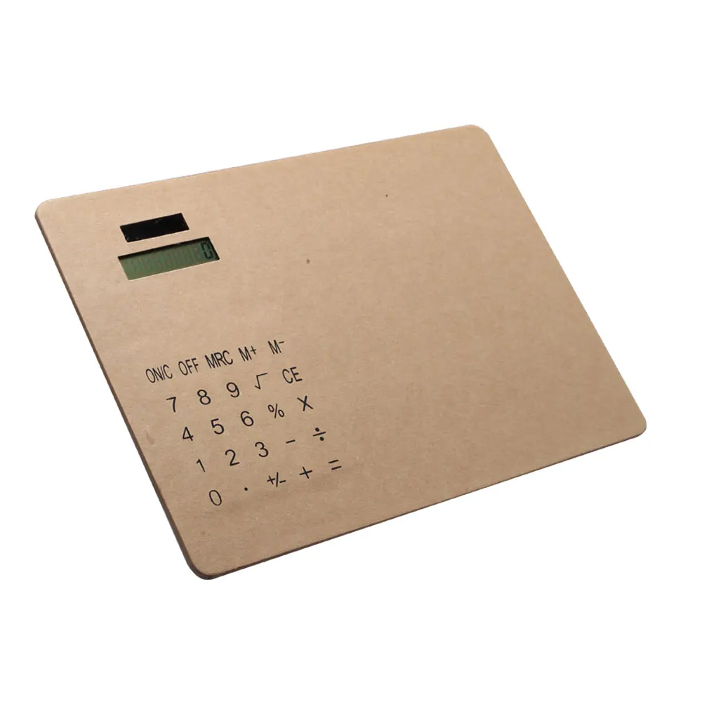 
 Promotional Office Modern Super Thin 8 Digits Solar Power Kraft Paper Mouse Pad Calculator  