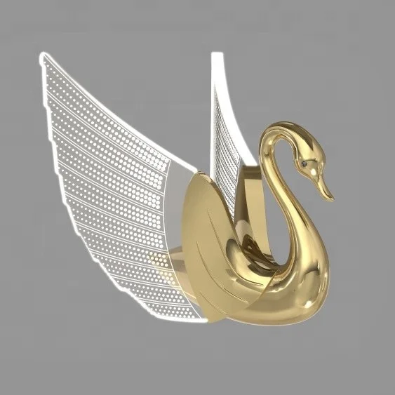 PK Gold Aluminum Swan LED Home Island Decorative Ceiling Pendant Light Chandelier Hotel
