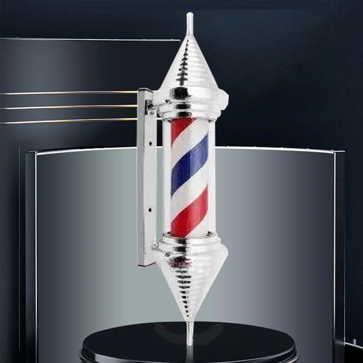 new product Wall-mounted Classic Waterproof Wholesale barber pole sign custom rotating  barber pole lamp