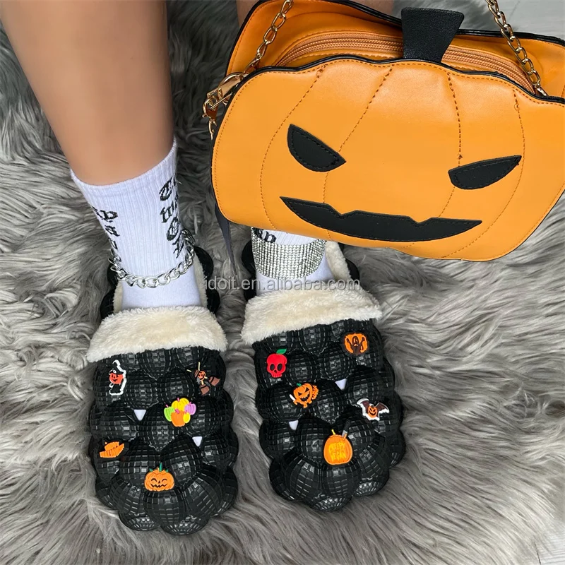 Custom Plush Purse Women Fashion Designer Shoes And Hand Bags Sets Crossbody Bag Unisex Slides Slippers