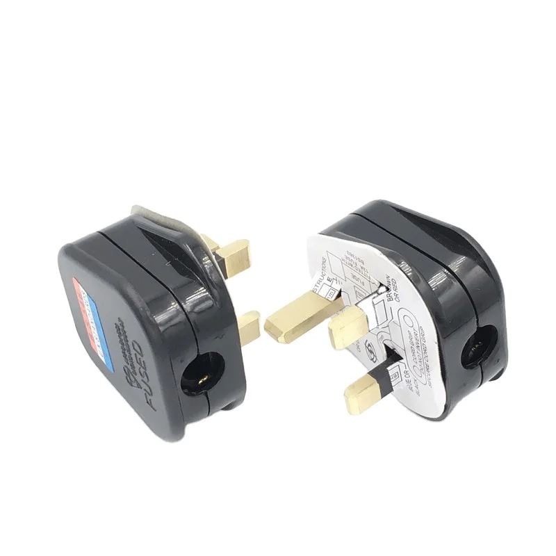 wholesale BS UK type G wiring electrical plug 3 pins with 13A fused black power industrial plug top