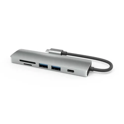 6 in 1 USB Type C Hub Adapter with 4K  Multiport Card Reader USB3.0 TF PD SD Reader All In One For PC Computer Accessories