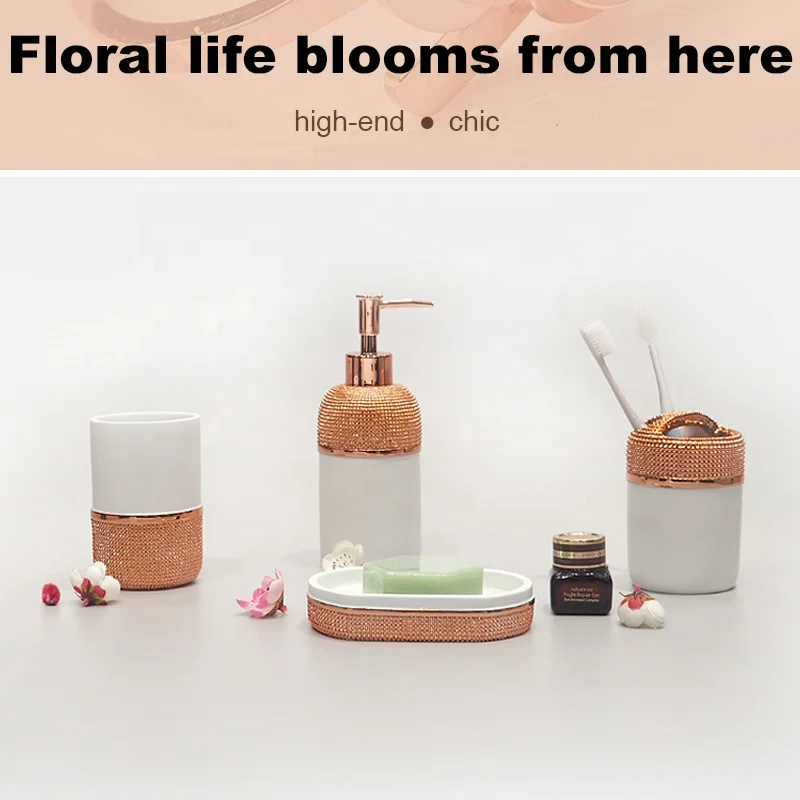 Factory Direct Sale Classical 4PCS Hotel Bath  Accessories  Plastic Bathroom Set