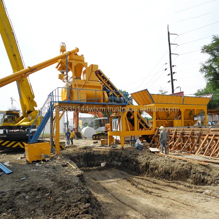 High quality yhzs75 electric portable cement concrete mixer plant mobile ready mix concrete plant
