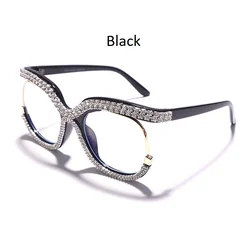 2022 New trendy diamond glasses anti blue light optical frames eyeglasses women  latest spectacle frames in stock
