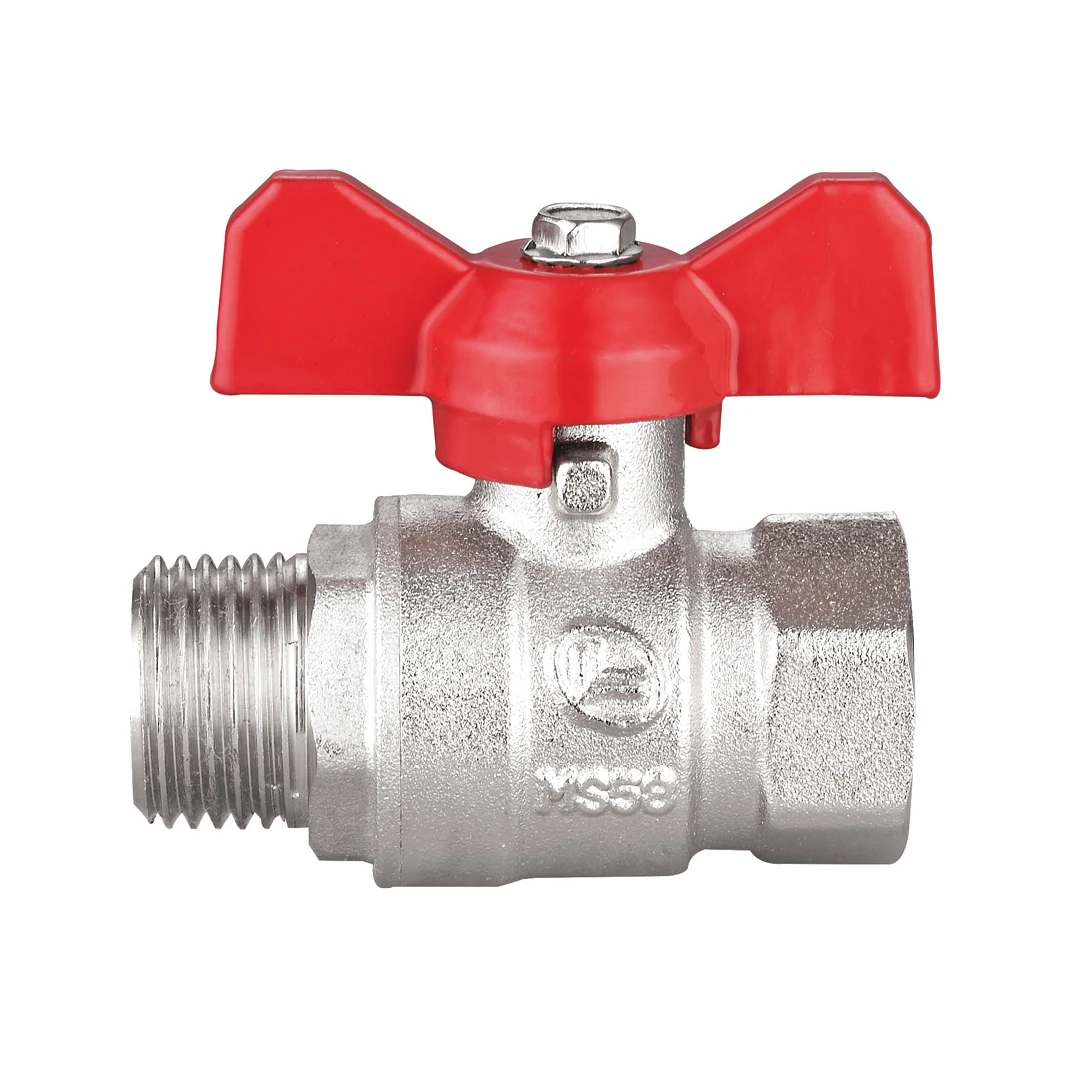 Brass ball valve full flow male female butterfly handle PN25