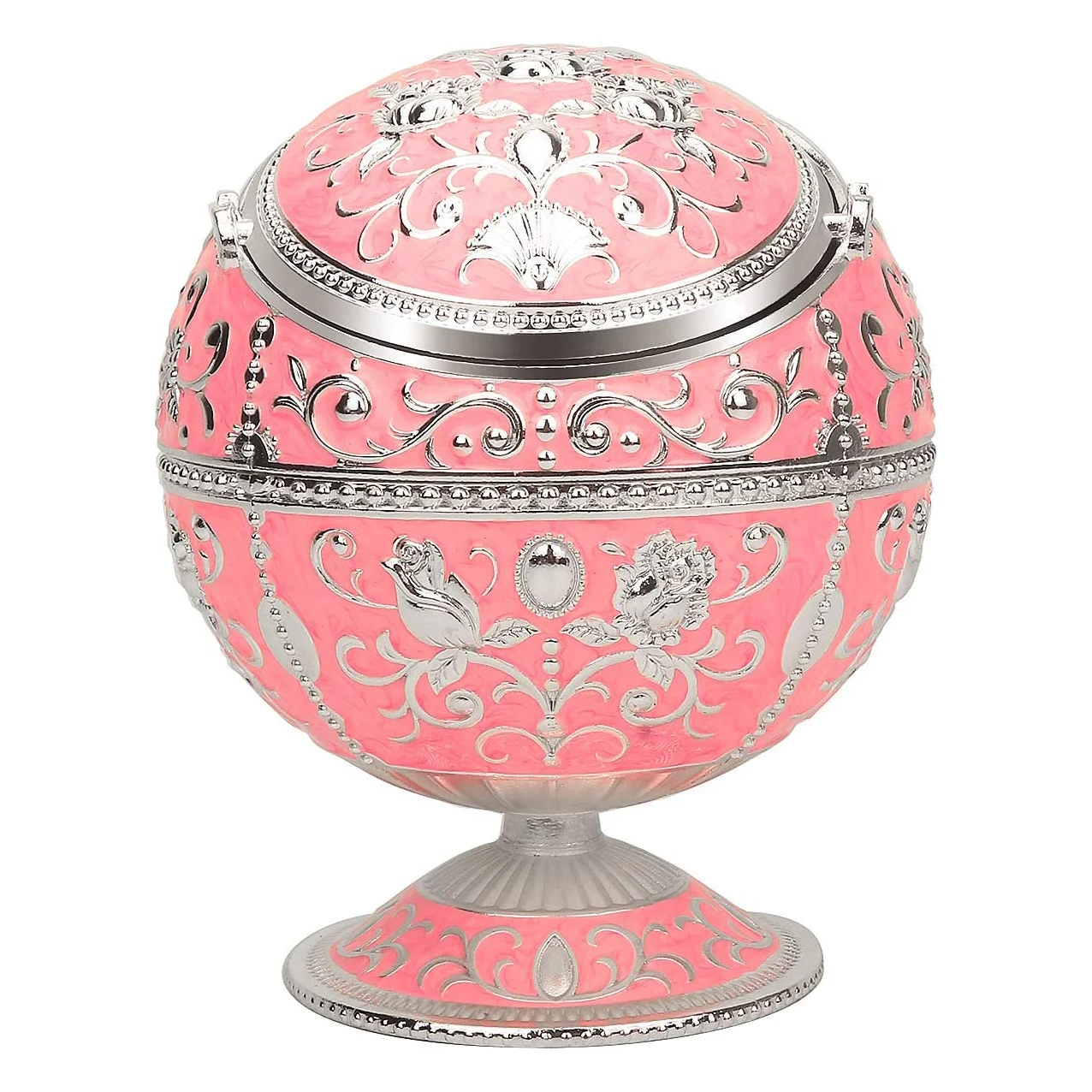 Windproof Retro Decorative Covered Desk Designed Outdoor Pink Metal Cigarette Ashtray With Lid