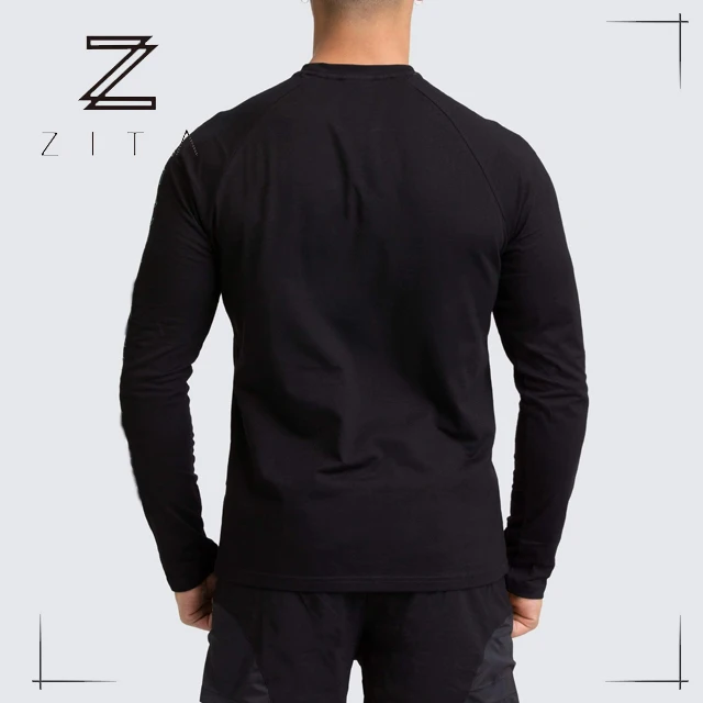 Custom O Neck Casual Fitness Shirts Plain Sports Wear Cotton Workout Shirts Mens Gym Long Sleeve T Shirts