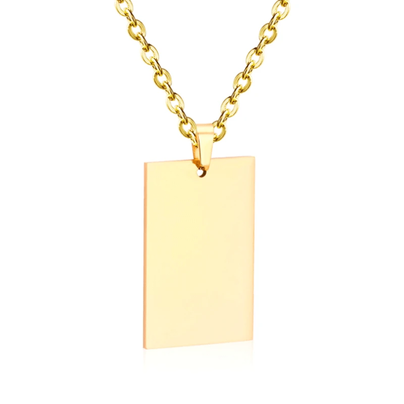 Mirror Smooth Square Pendant DIY Letteshort Collarbone Choker Wholesale Stainless Steel Fashion Jewelry Pendants & Charms