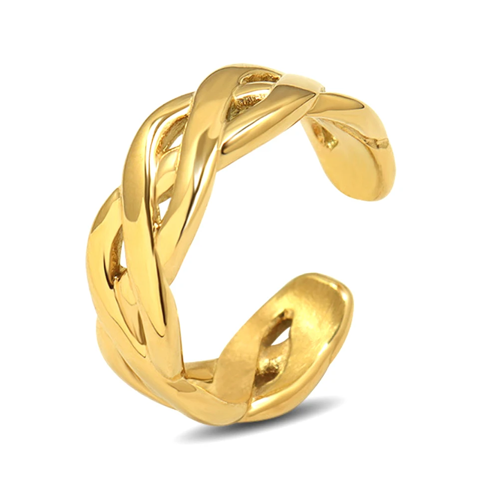 Chinese Knot Interlaced Men And Women Unisex Ring 316L Stainless Steel Open Couple Ring