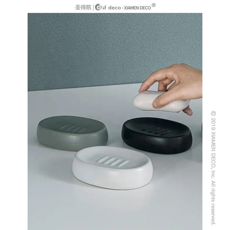 Ceramic Matte Tray Bar Holder Box for Shower Kitchen Container Box Bathroom Oval Soap dish