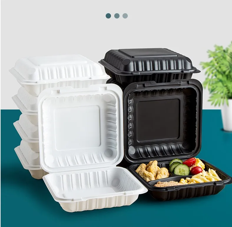 9x9 дюймов, оптовая продажа, высококачественные одноразовые контейнеры Tiffin, биоразлагаемые навесные контейнеры для обедов того