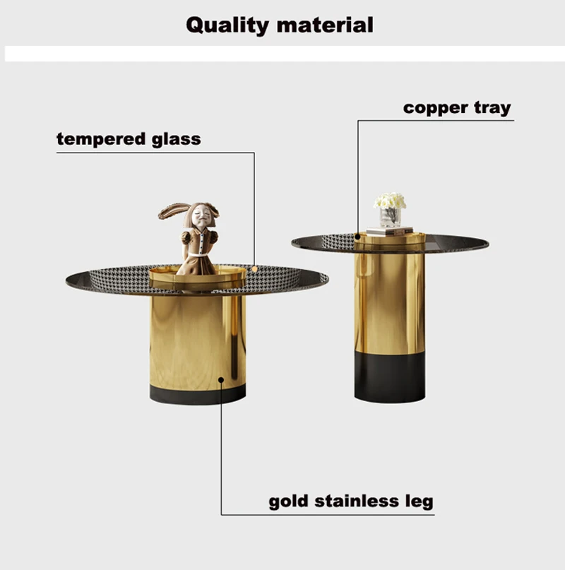 Luxury Modern Nordic Living Room Furniture Metal Glass Stainless Gold Living Room Side Table Coffee Tables