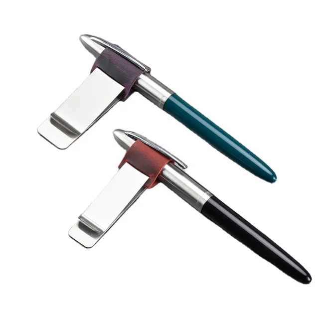 Accept Custom Traveler Notebook Metal Pen Holder Clip Pen Loop Leather Pen Clip