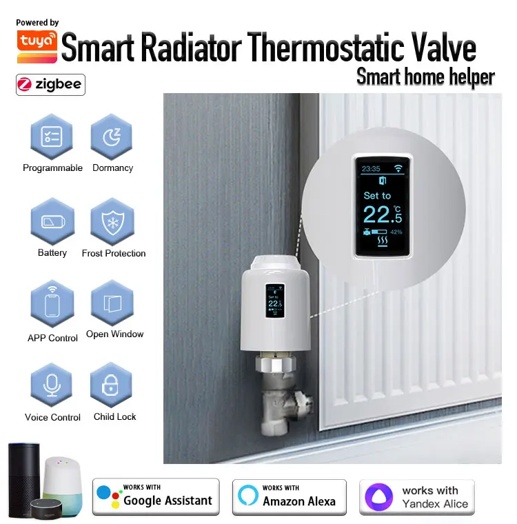 Ultra-low Power  OLED  Screen ZigBee Tuya Weekly Programming Smart Thermostatic Radiator Valve