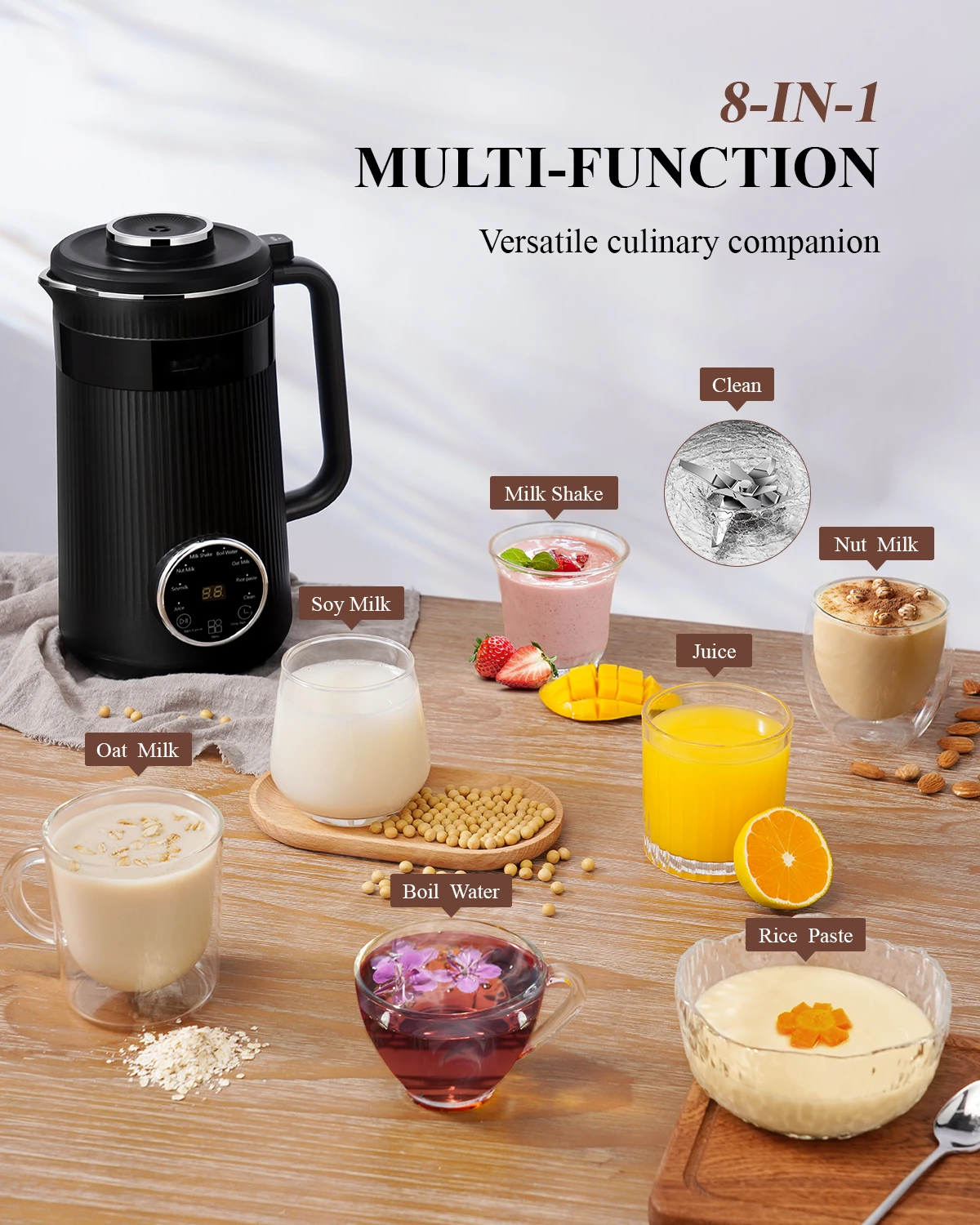 35oz 800W Automatic Machines Plant-Based Milk Oat Soy Juice Baby Food With 12H Timer Self-Clean Nut Milk Maker
