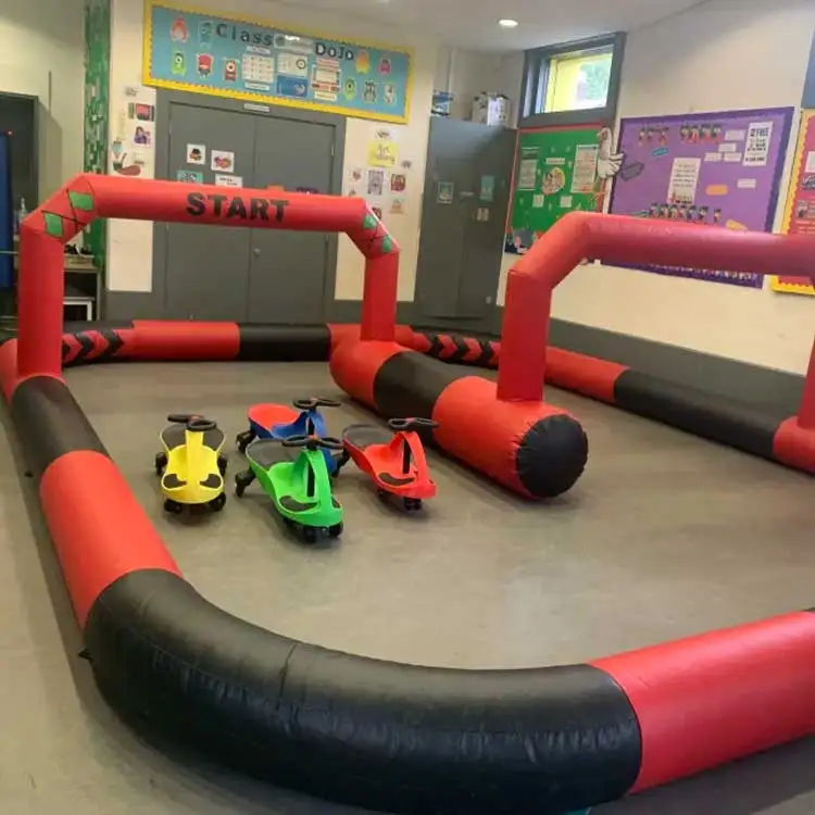 Race Car Team Building Sport Pvc Toys Arena Sweeping Outdoor Giant Adult Inflatable Air Track Game
