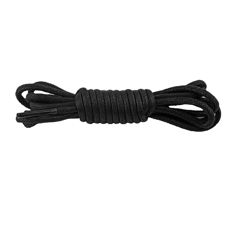Can Custom fashion good quality round waxed shoe laces 2.5mm wide 0.5-2m length for leather shoes