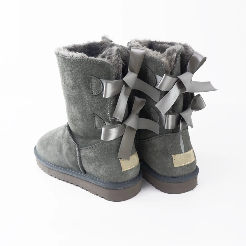 Новые зимние сапоги для снежной погоды, зимняя обувь с бантом, новые сапоги из натурального хлопка на меху, женские сапоги для снежной погоды