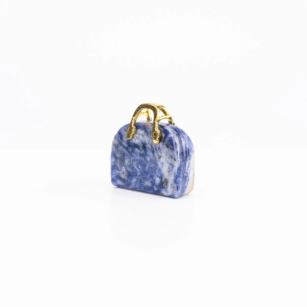BZ JADE TIFA Factory wholesale 1 inches Mini Sodalite Purse Carving Crystal Handbag Pendant Gemstone Purse for Crafts Gifts
