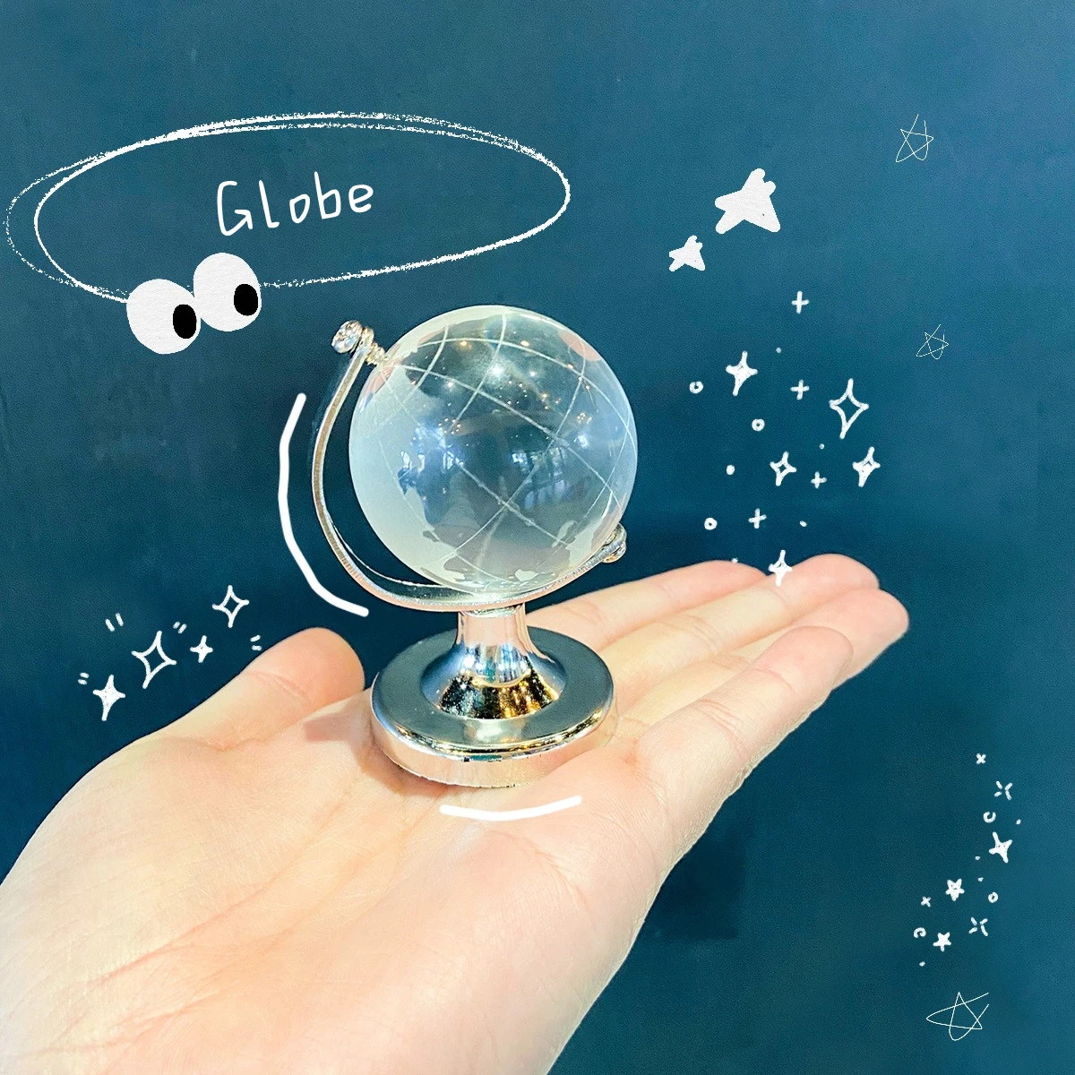 Laser Cutting Crystal Ball With Engraving Plane Inside For Aviation Gifts/Crystal Globe with Stand Glass Sphere for Decoration