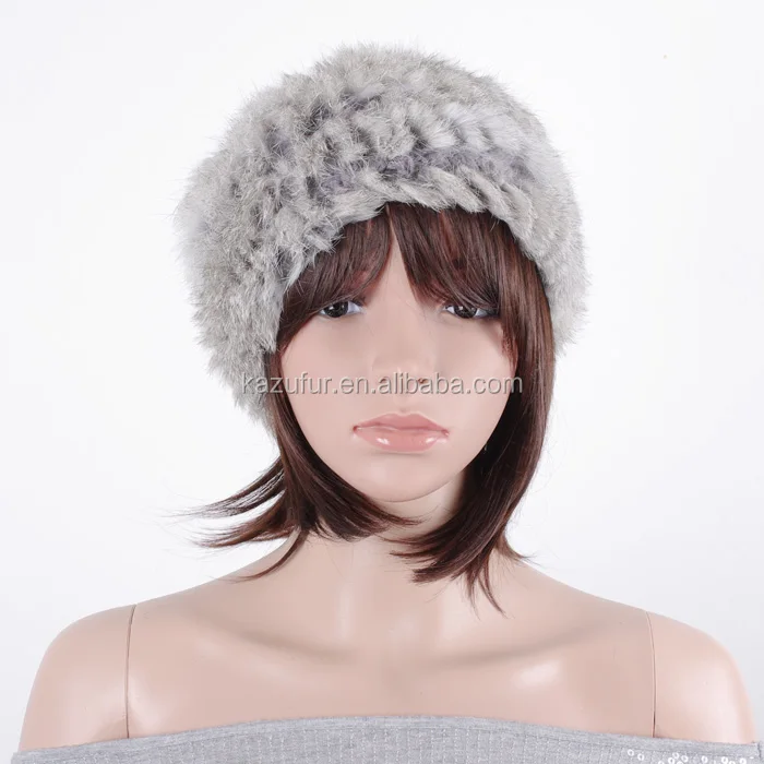Crochet Ladies Winter Hand Knit Rabbit Fur Beret Hat