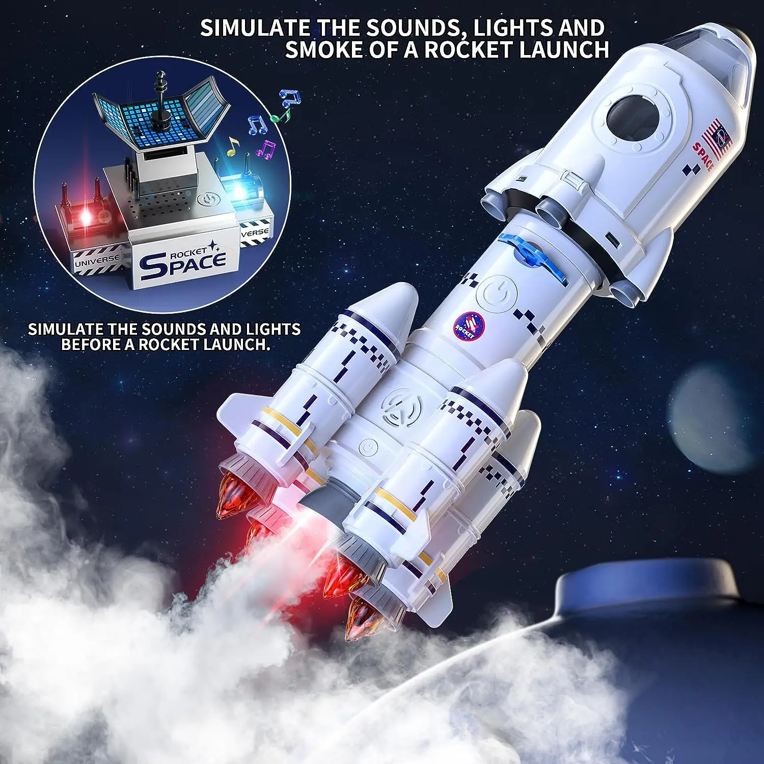 Lucky Toys Stomp Kids Spaceship Space Rocket Ship Toys with Launch Control Center & Mini Astronaut