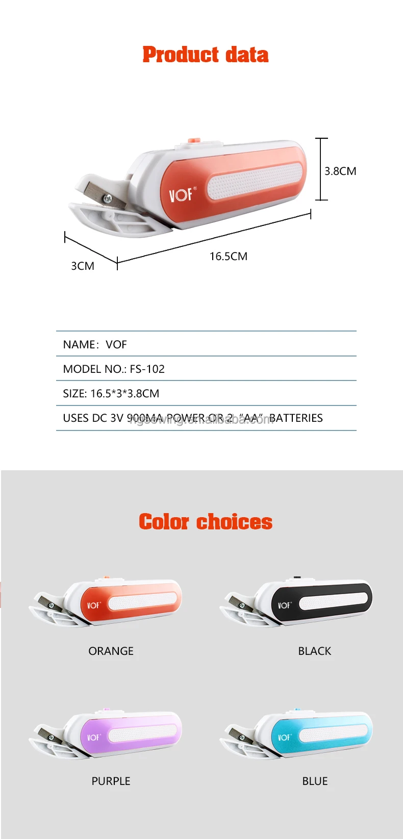 Battery opporated cordless electric scissors for fabric or paper cutting FS-102