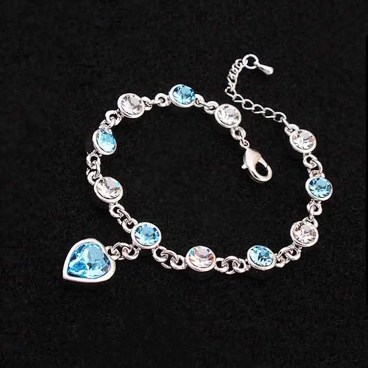 pulseras para mujer Wholesale 2024 Trendy Accessories Fashion jewelry Heart Charm Crystal Bracelets For Women