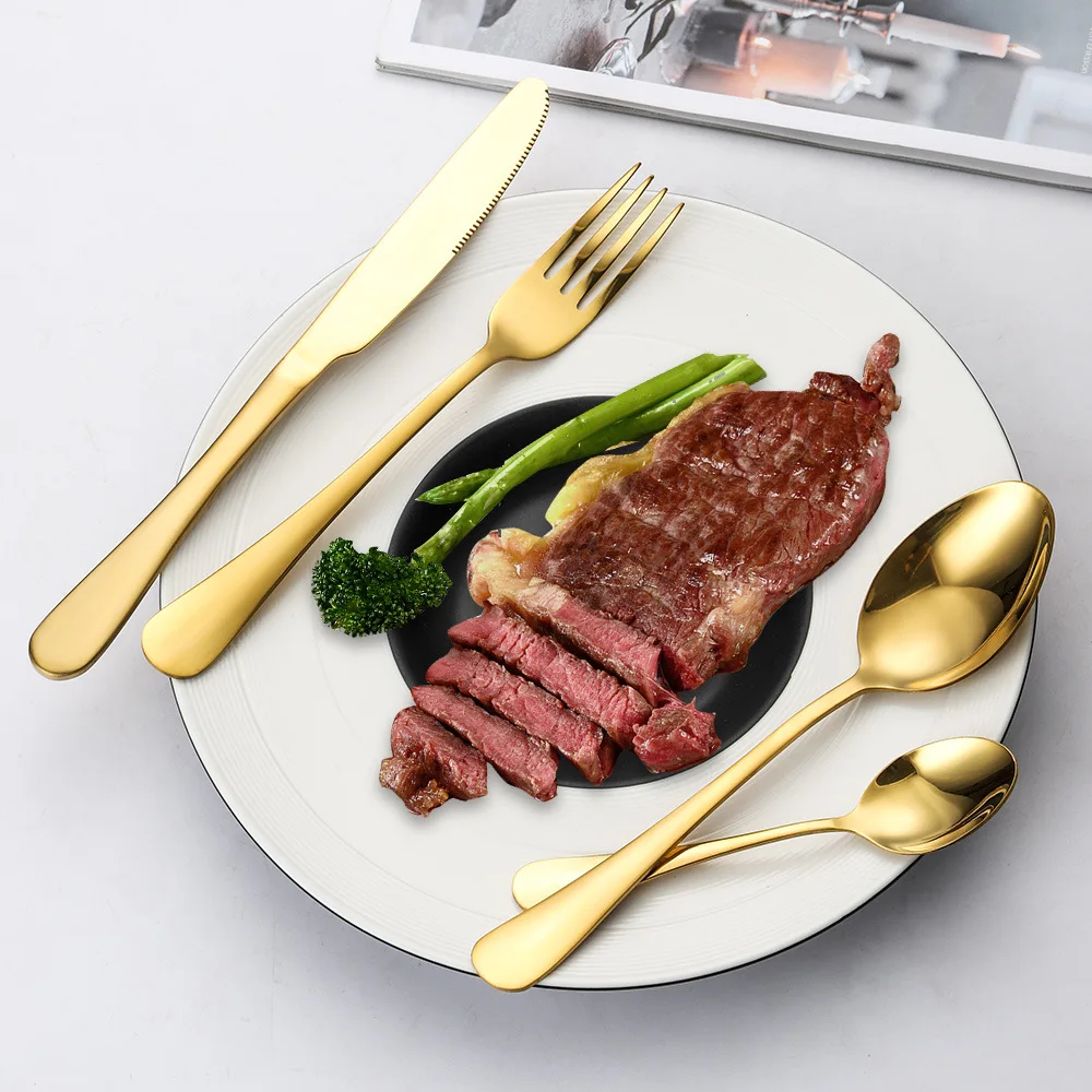 Customize Logo 24 Piece Cutlery Set Stainless Steel Silverware Set Flatware Fork And Knife Set