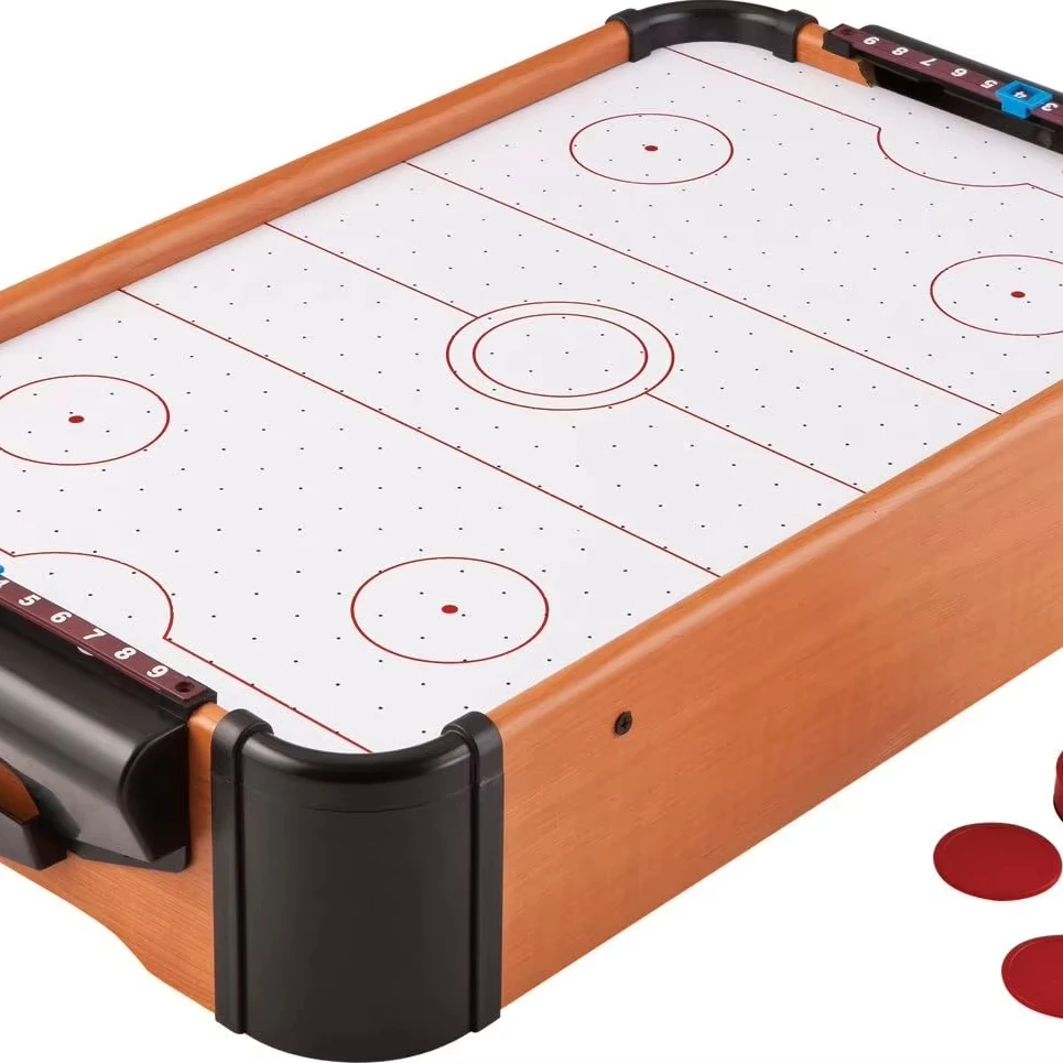 Two-Player Household Wooden Table Hockey Game Desktop Air Hockey Board with Solid Wood Legs for Parties Similar to Pool Sport