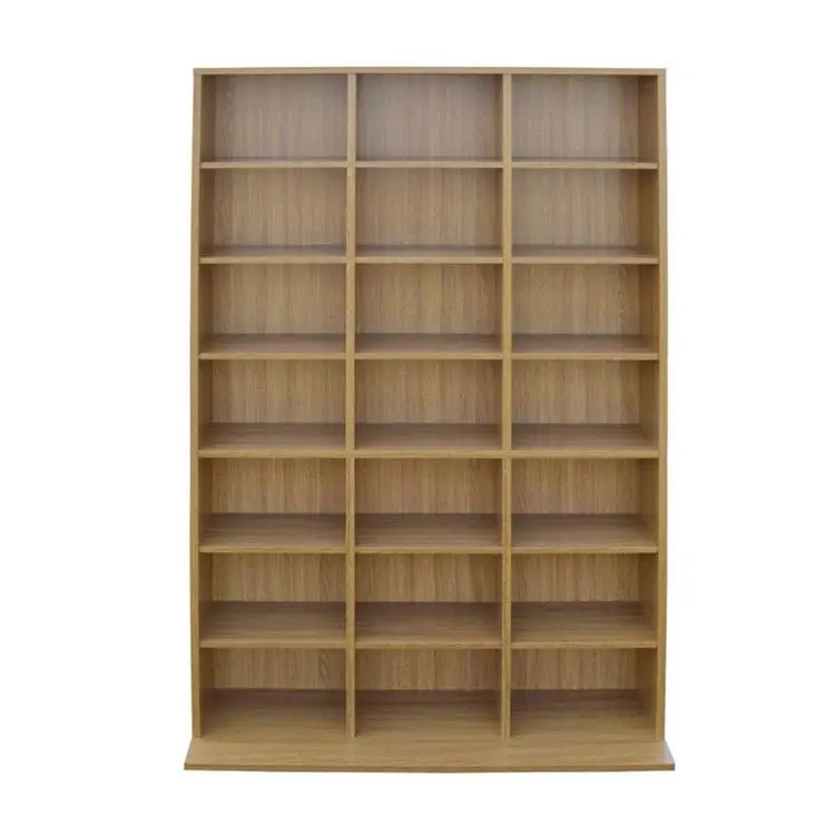 Made in China Space-saving Custom Media Storage Unit Durable Wooden Bookshelf  Display Bookcase Book Shelf with 21 Compartments