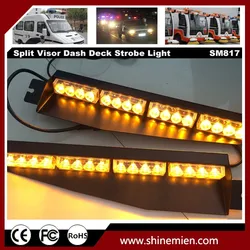 High Power Truck Emergency Beacon Light Bar Hazard Strobe Warning Split Visor 32 Watt 32 LED Red Blue Strobe LightBar Lamp