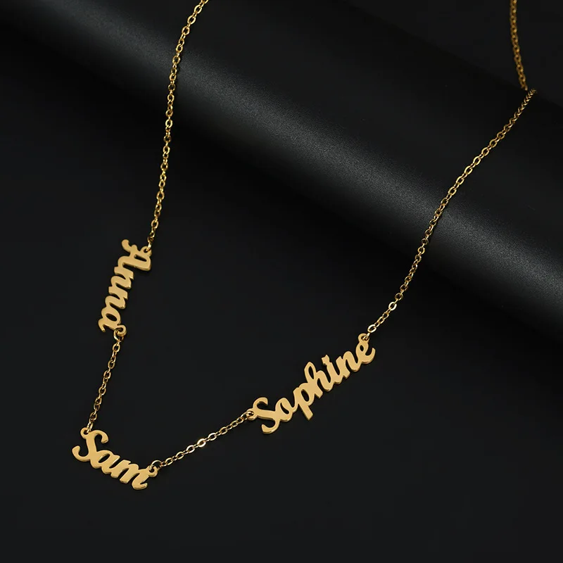 Dropshipping Custom Multiple Names Jewelry Any Language Font Name Plate Necklace Jewelry