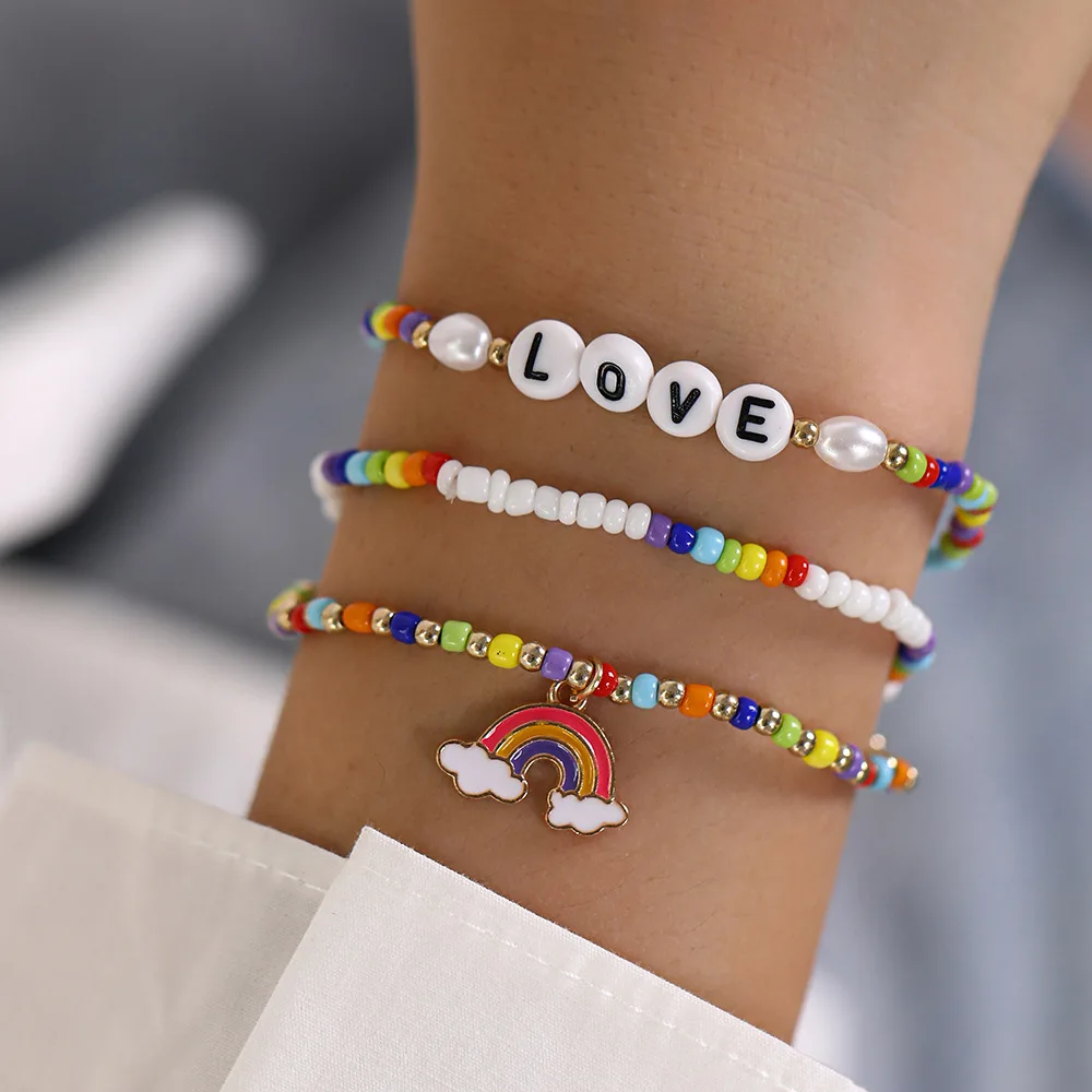 3pcs/set Boho Tiny Friendship Colorful Charm Fashion Jewelry Bohemia Style Miyuki Beads Bracelets for Women
