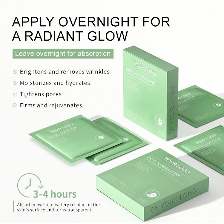 Tiktok vente chaude hydratation hydro gel bio collagen masque feuille retrecissement des pores nuit collagen masque de sommeil
