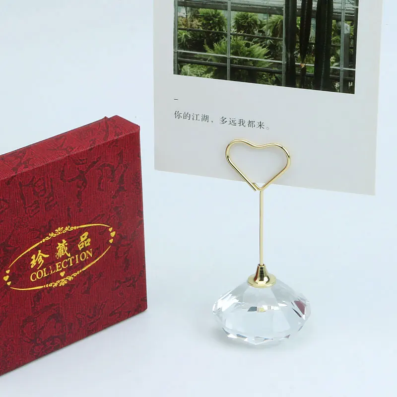 YS1233C горячая Распродажа 2022 Новинка Хрустальный бриллиант в форме сердца металлическое место фото имя номер карта стенд зажимы для записей держатель