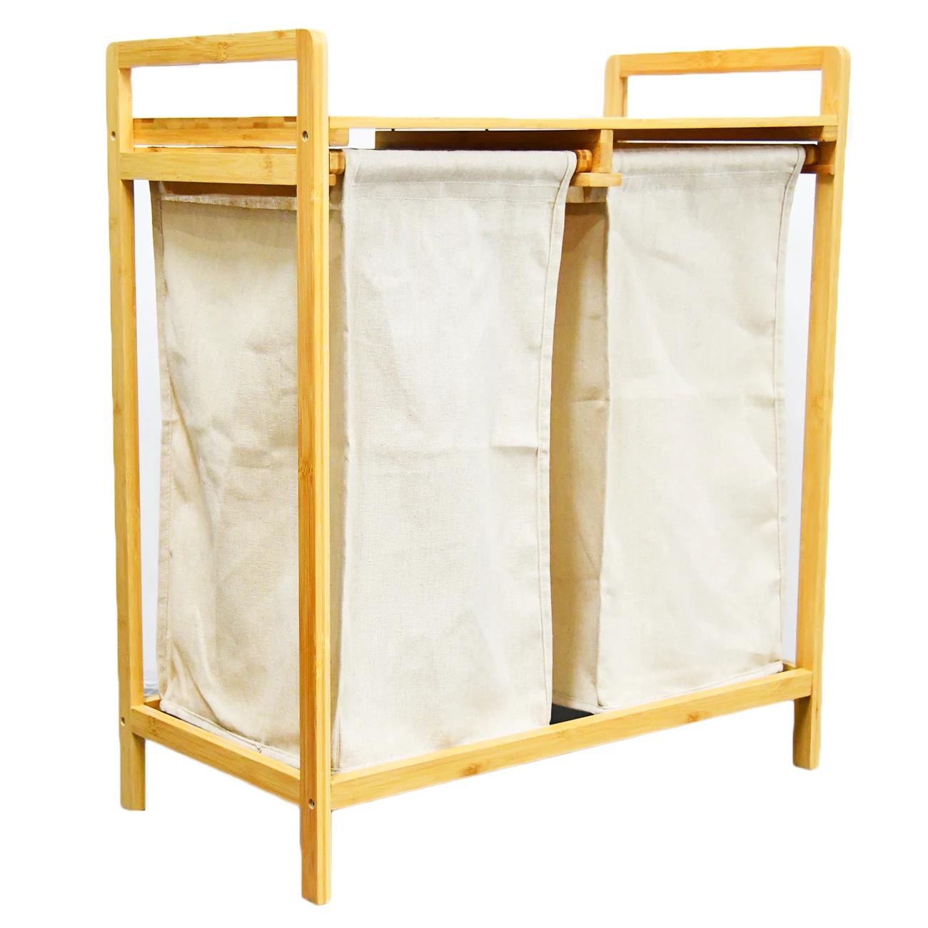 Large Double Deluxe Frame wooden Bamboo Clothes Basket Laundry Hamper Landry Hamper Waterproof with lid and liner