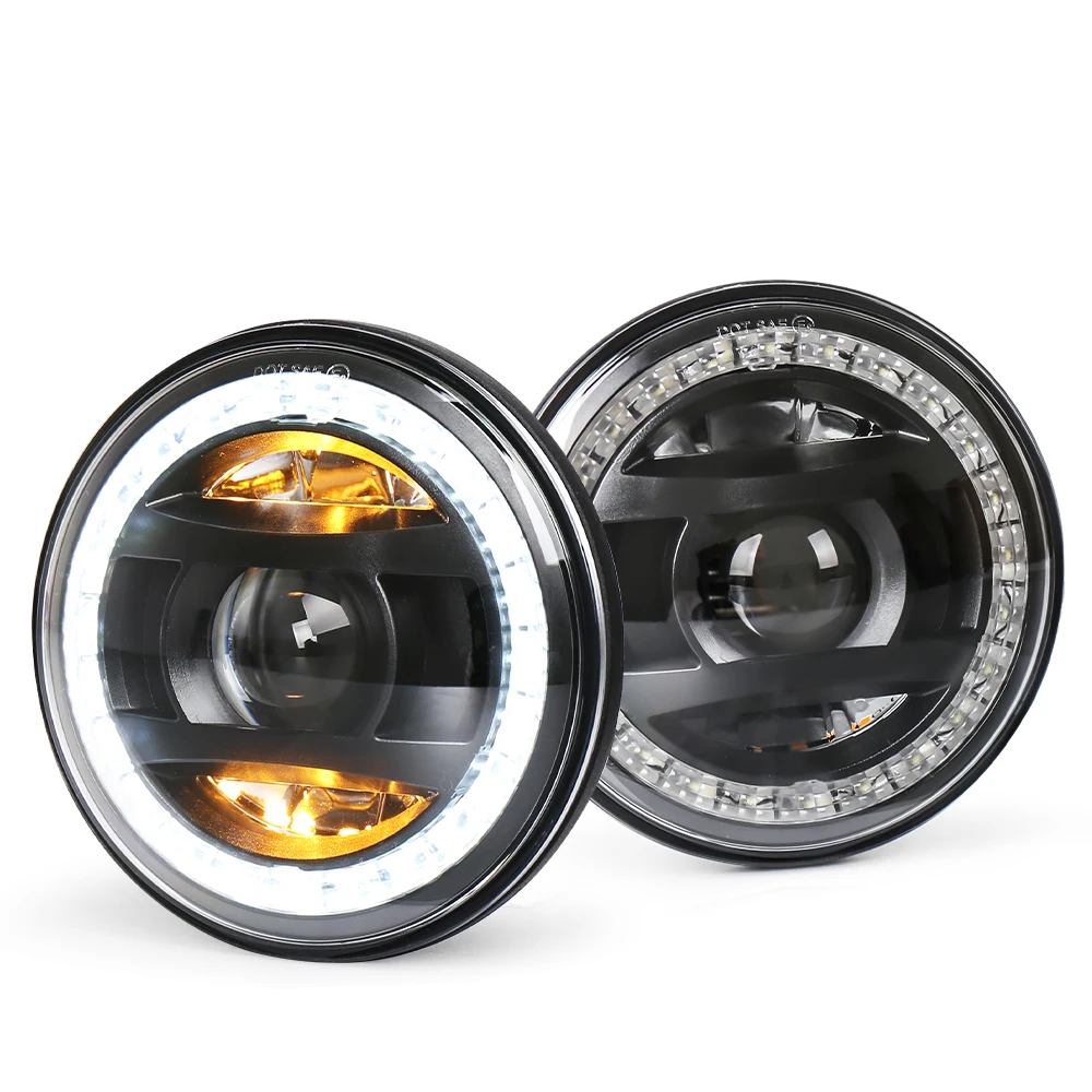 OVOVS 5.75 Inch 30W Motorcycle Led Headlight High/Low Beam With Amber/Red Background Light For 2017-2020 Honda Rebel 500