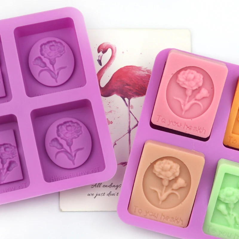 4 hole Carnation silicone cake tulip flower shape candle soap polycarbonate molds epoxy moldes de silicona jelly mold