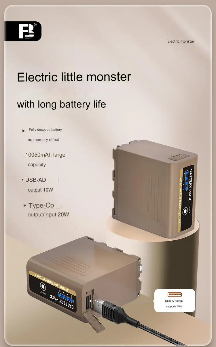 FOSOTO NP-F980PD Rechargeable Battery 9750mAh Large Capacity Digital Lithium Battery Suitable for Sony camera F960 F550 F750