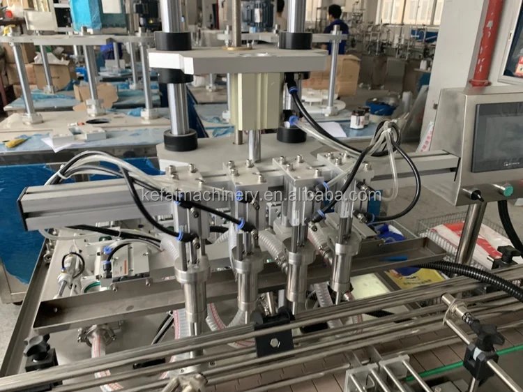 KEFAI 110V Full Automatic 4 Head Tomato Paste Peanut Butter Liquid Paste Piston Filling And Capping Machine Bottle Filling Line