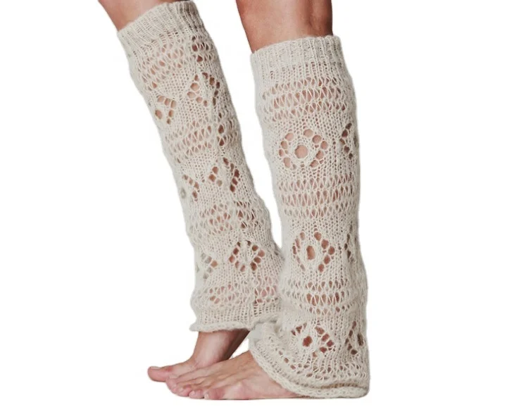 Hand knit acrylic mohair spandex leg warmers