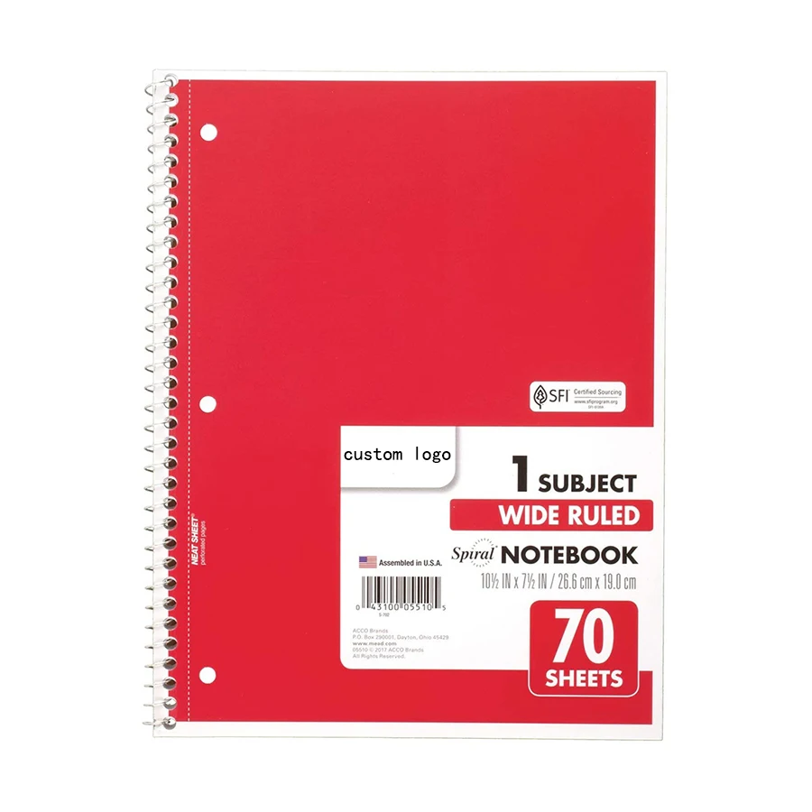 manufacture colorful Cute College Lined School Spiral Bound notebook recycled paper