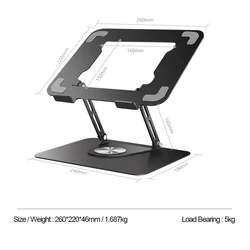 360 rotating swivel laptop stand for standing work multi-angle height ventilated laptop riser adjustable laptop stand