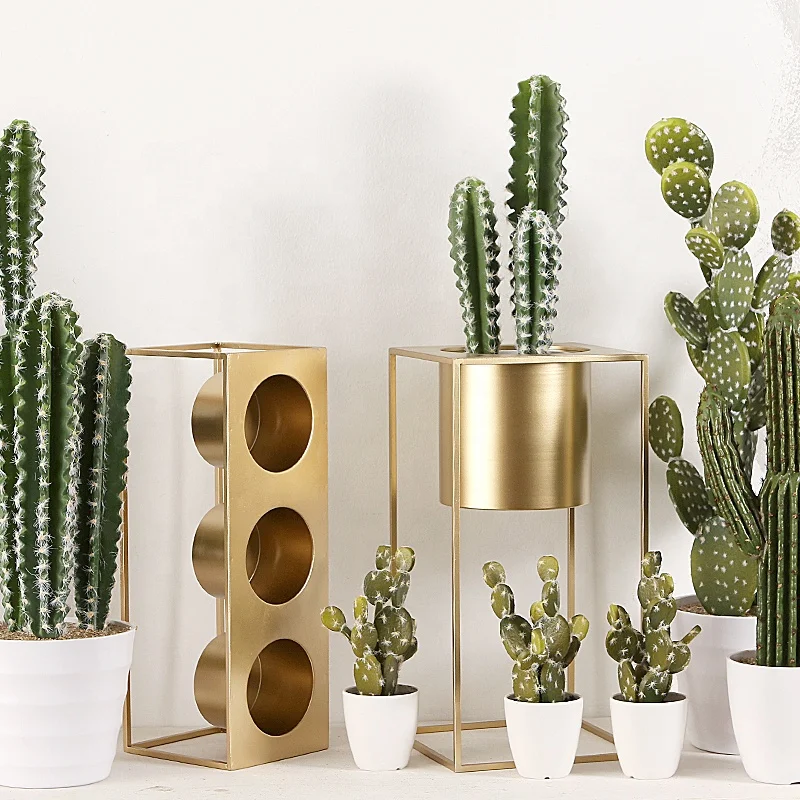 Gold Small Size Table Planter With Metal Stand Customized Decorative Small Flower Pot And Planter For Home Decoration