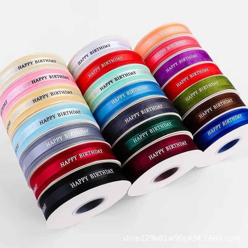 Factory wholesale double faced custom colors embossed printed black polyester satin ribbon with logo